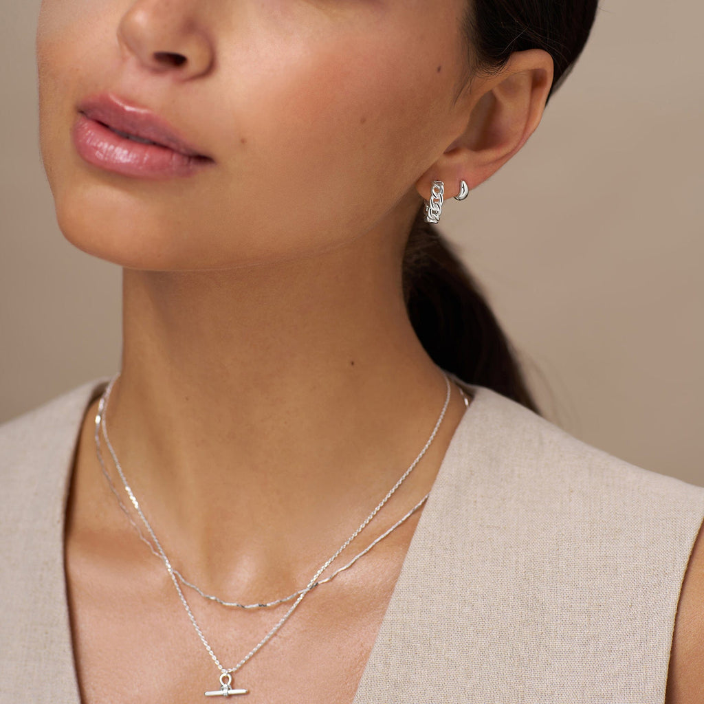Chain Huggie Hoop Earrings