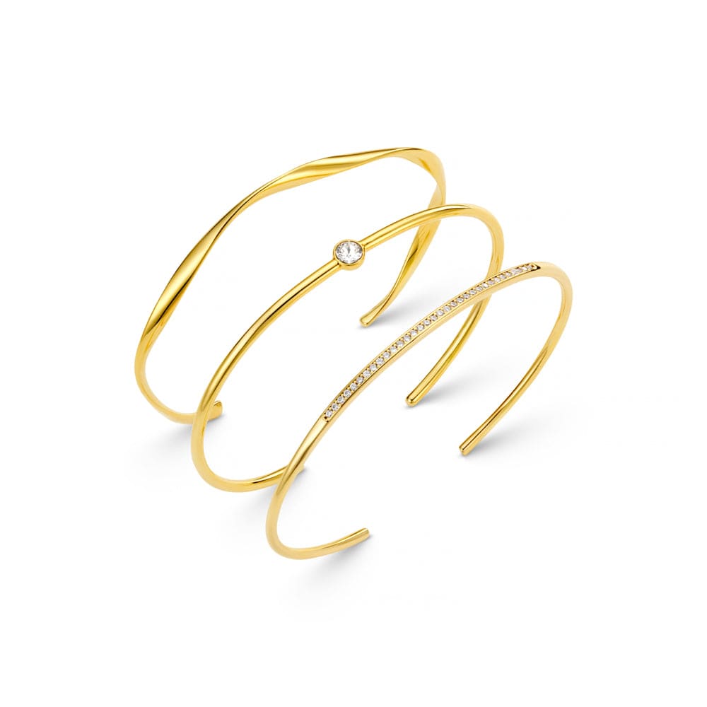Fine Crystal Wave Wrist Stacking Set