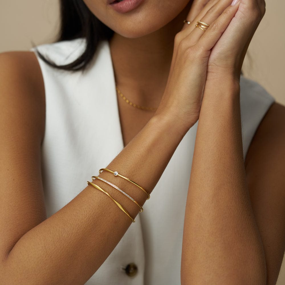Fine Crystal Wave Wrist Stacking Set