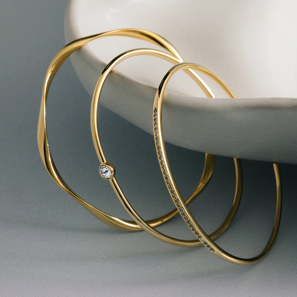 Fine Crystal Wave Wrist Stacking Set