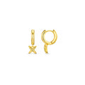 Polished Cross Charm Huggie Hoop Earrings