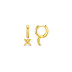 Polished Cross Charm Huggie Hoop Earrings